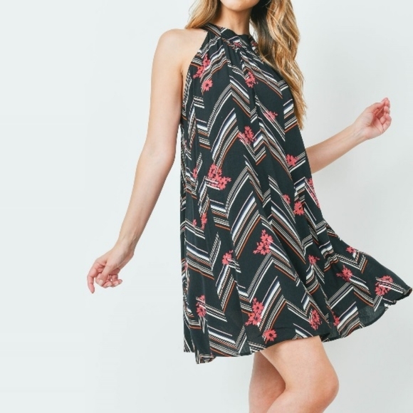 Mixed Print Mini Dress Black - Picture 6 of 11